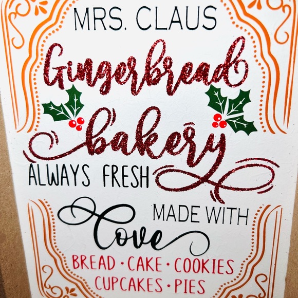 Mrs. Claus Gingerbread Bakery Holiday Sign Made with Love Christmas Cake Bread - Picture 2 of 9